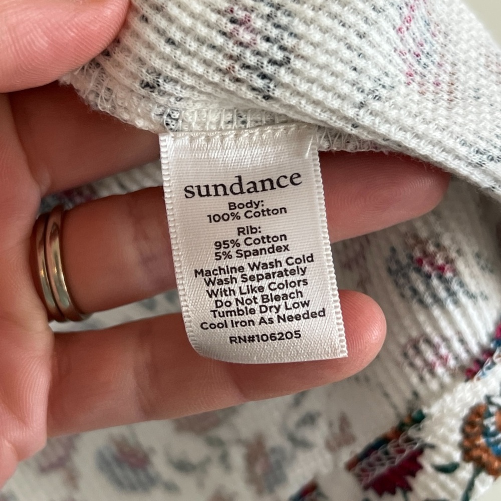 Sundance Floral Waffle Thermal Pajama Set Long Henley Shirt Jogger Pants Medium - Picture 10 of 11